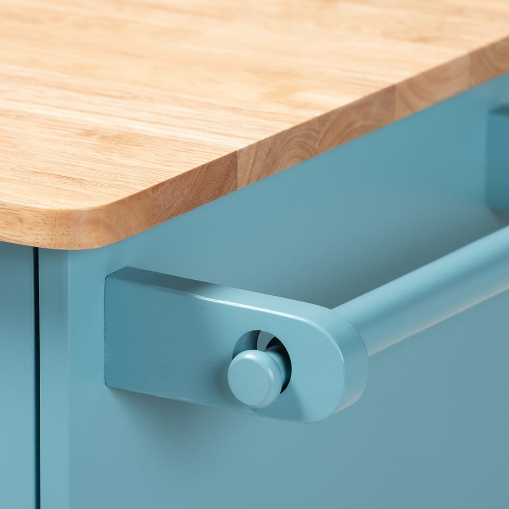 Baxton Studio - Liona Furniture/Kitchen Furniture/Carts/Kitchen Carts in Blue/Natural - RT599-OCC-Natural/Sky Blue-Cart view 9