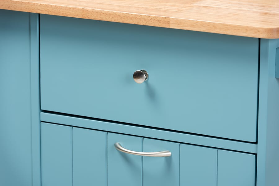 Baxton Studio - Liona Furniture/Kitchen Furniture/Carts/Kitchen Carts in Blue/Natural - RT599-OCC-Natural/Sky Blue-Cart view 10