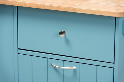 Baxton Studio - Liona Furniture/Kitchen Furniture/Carts/Kitchen Carts in Blue/Natural - RT599-OCC-Natural/Sky Blue-Cart view 10