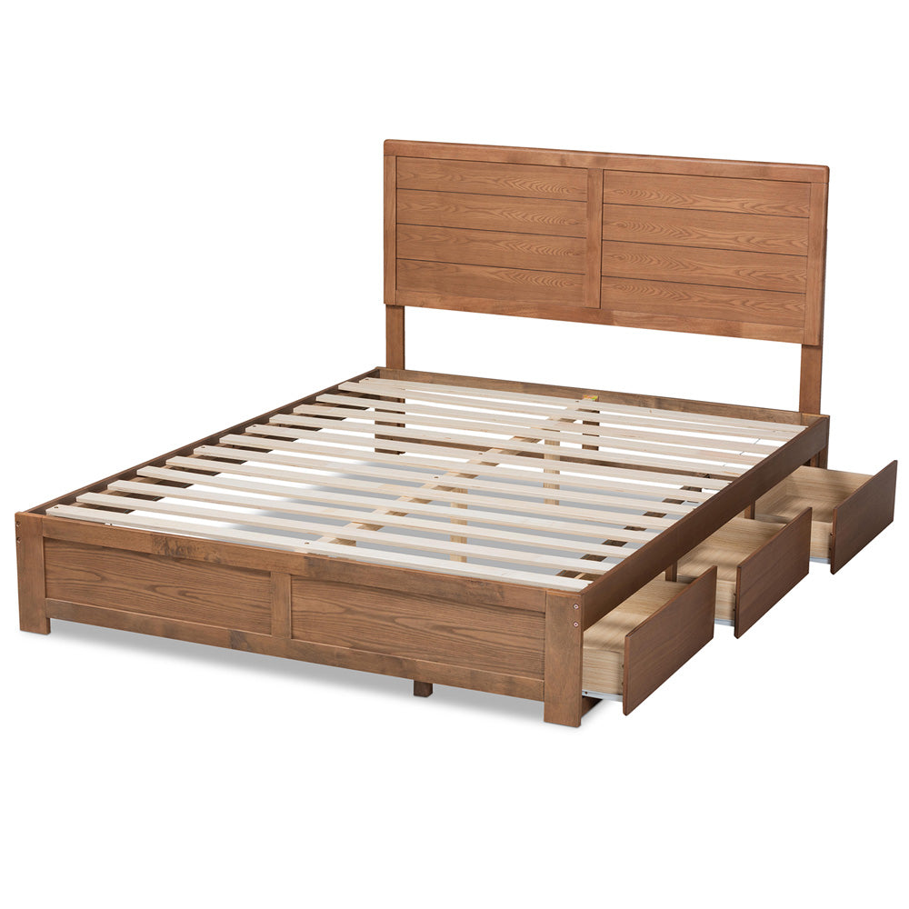 Baxton Studio - Lisa Full Size Bed in Ash walnut - Lisa-Ash Walnut-Full view 5