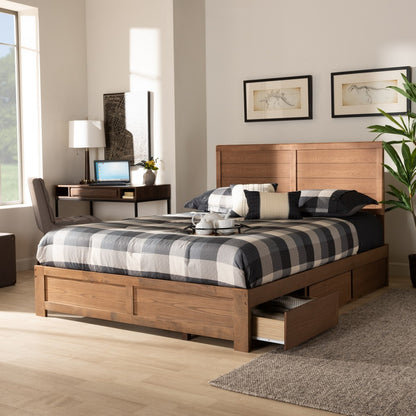 Baxton Studio - Lisa Full Size Bed in Ash walnut - Lisa-Ash Walnut-Full view 9