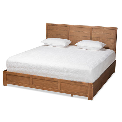 Baxton Studio - Lisa King Size Bed in Ash Walnut - Lisa-Ash Walnut-King view 1