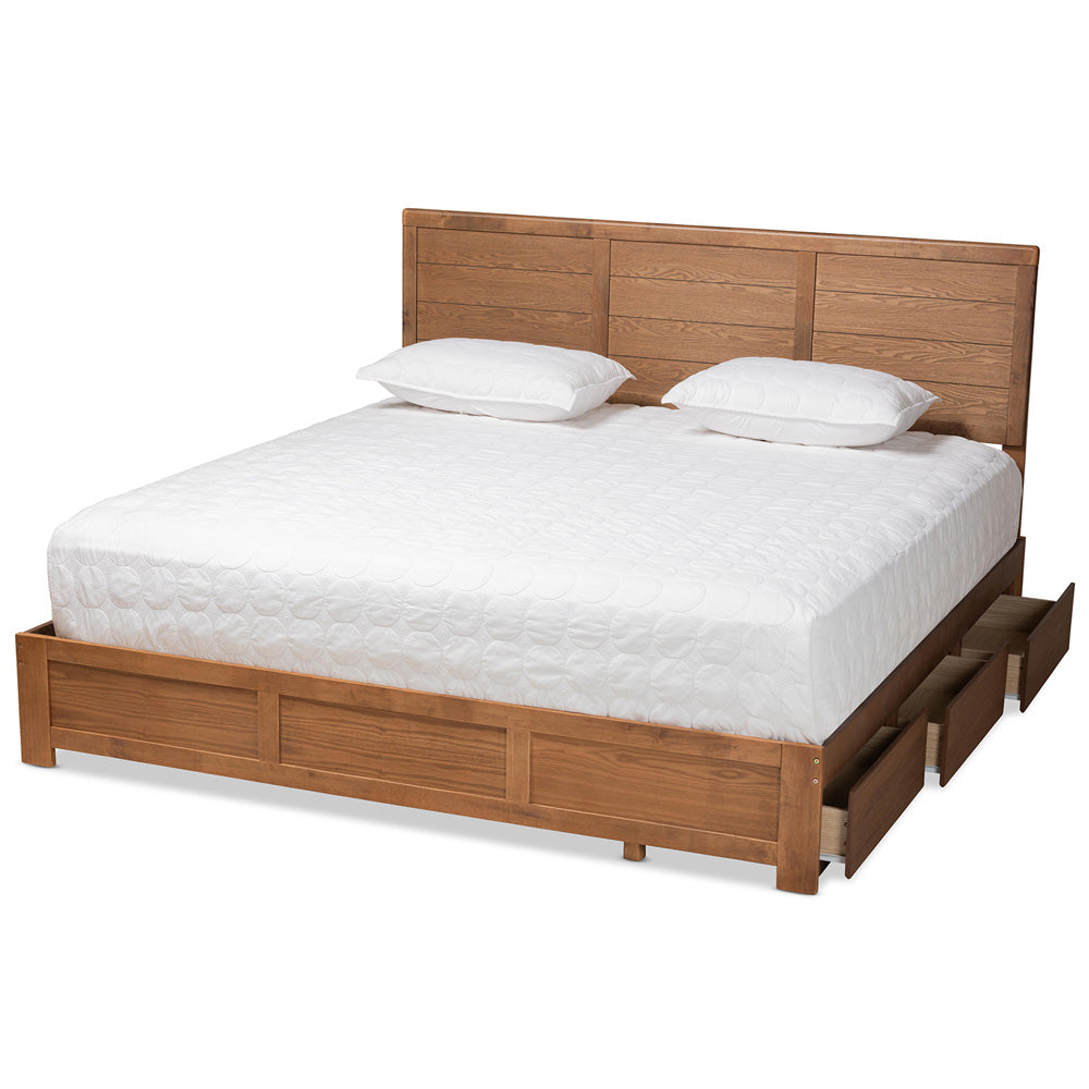 Baxton Studio - Lisa King Size Bed in Ash Walnut - Lisa-Ash Walnut-King view 2