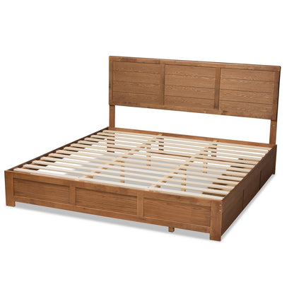Baxton Studio - Lisa King Size Bed in Ash Walnut - Lisa-Ash Walnut-King view 4