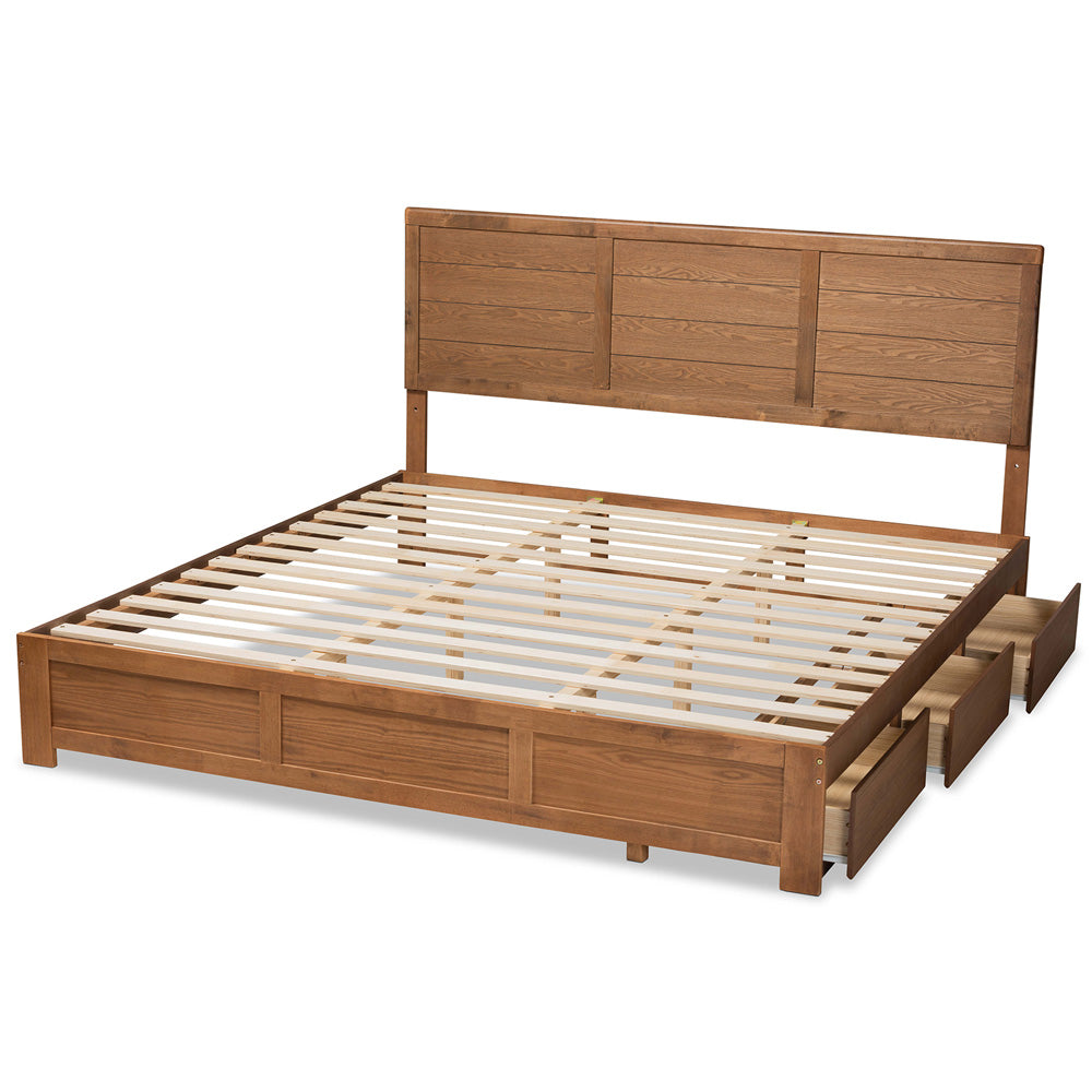 Baxton Studio - Lisa King Size Bed in Ash Walnut - Lisa-Ash Walnut-King view 5