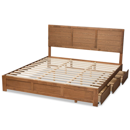 Baxton Studio - Lisa King Size Bed in Ash Walnut - Lisa-Ash Walnut-King view 5