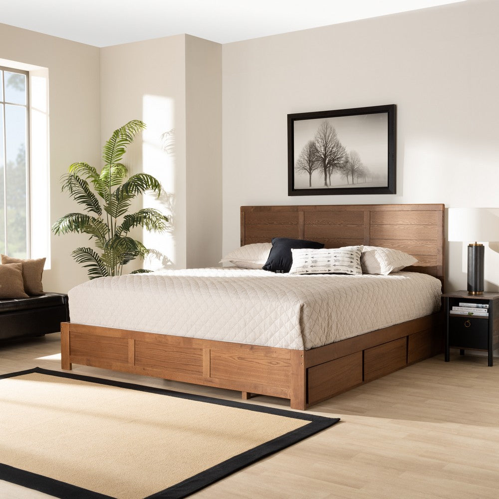 Baxton Studio - Lisa King Size Bed in Ash Walnut - Lisa-Ash Walnut-King view 9