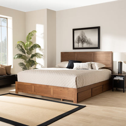 Baxton Studio - Lisa King Size Bed in Ash Walnut - Lisa-Ash Walnut-King view 9
