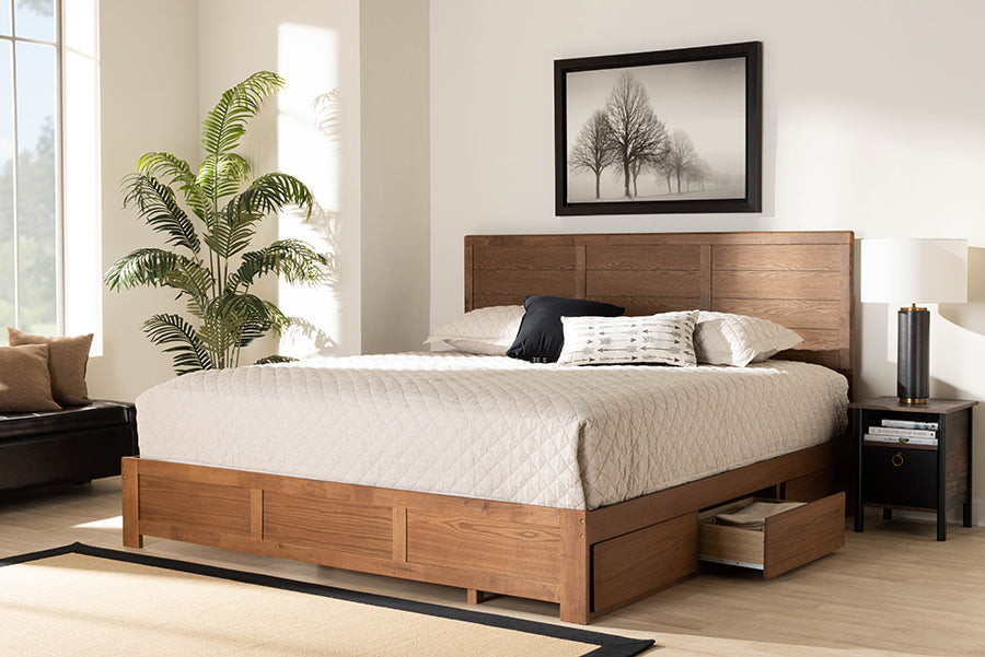 Baxton Studio - Lisa King Size Bed in Ash Walnut - Lisa-Ash Walnut-King view 10