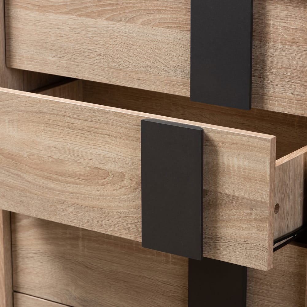 Baxton Studio - Lisen Chest in Oak Brown/Dark Grey - SECOD305US-Hana Oak/Dark Grey-5DW-Chest view 6