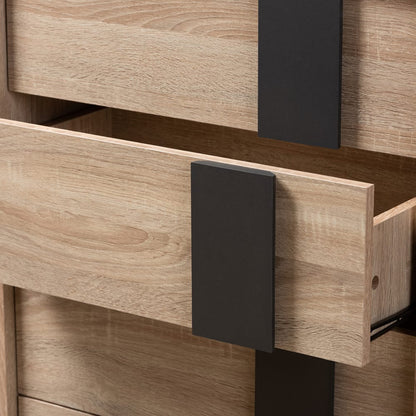 Baxton Studio - Lisen Chest in Oak Brown/Dark Grey - SECOD305US-Hana Oak/Dark Grey-5DW-Chest view 6