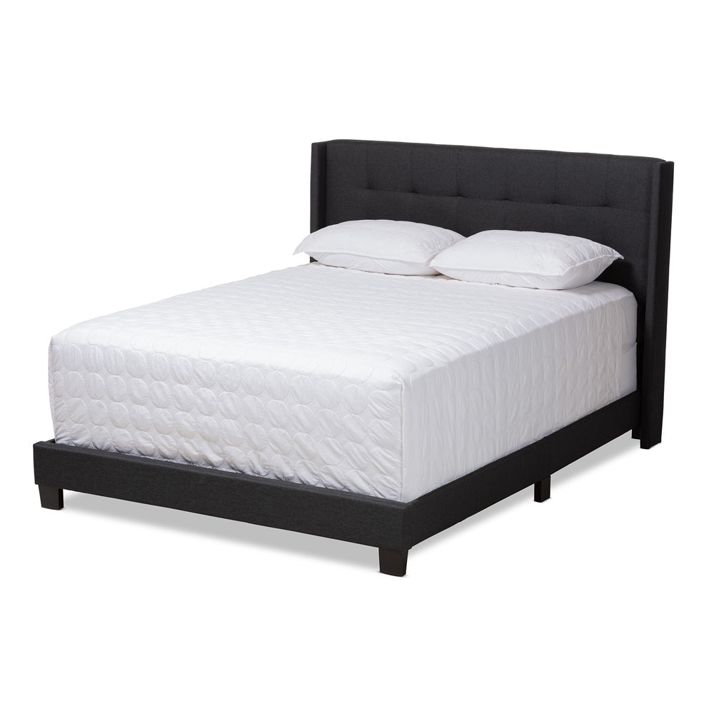 Baxton Studio - Lisette Queen Size Bed in Charcoal Grey - CF8031B-Charcoal-Queen view 1