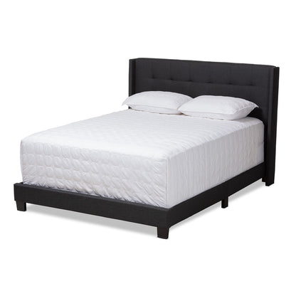 Baxton Studio - Lisette Queen Size Bed in Charcoal Grey - CF8031B-Charcoal-Queen view 1
