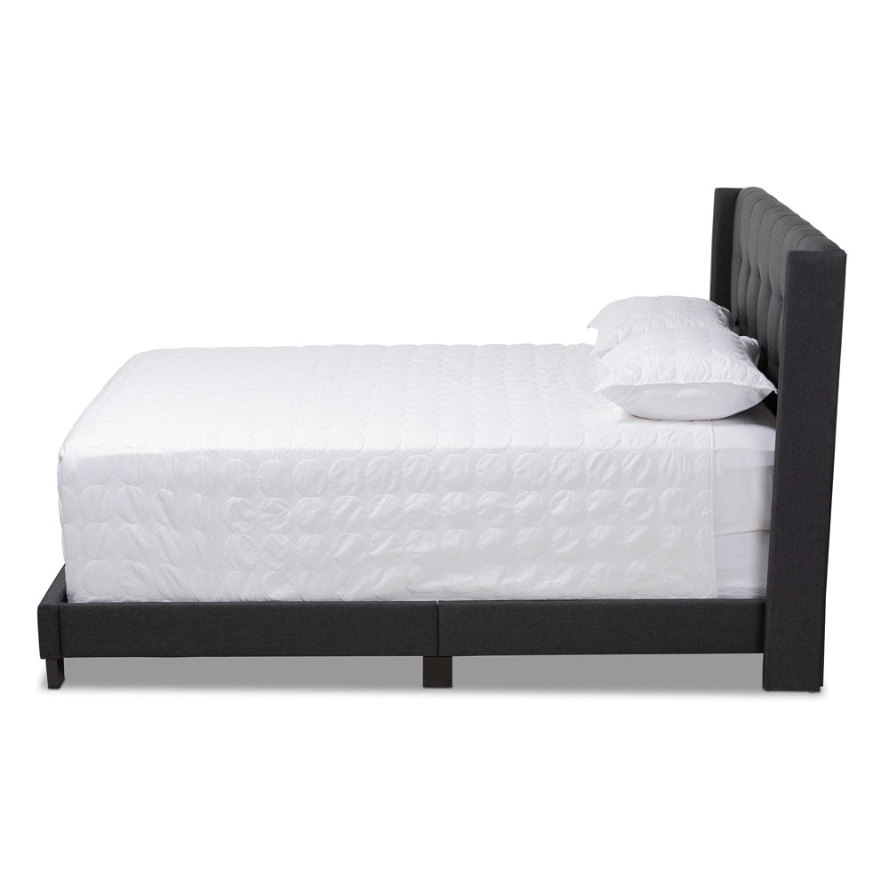 Baxton Studio - Lisette Queen Size Bed in Charcoal Grey - CF8031B-Charcoal-Queen view 2
