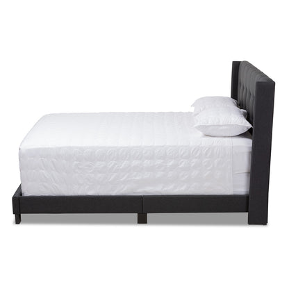 Baxton Studio - Lisette Queen Size Bed in Charcoal Grey - CF8031B-Charcoal-Queen view 2