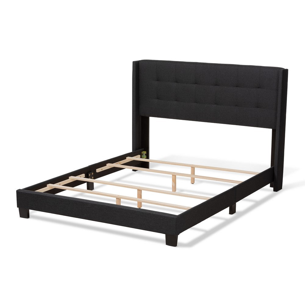 Baxton Studio - Lisette Queen Size Bed in Charcoal Grey - CF8031B-Charcoal-Queen view 3