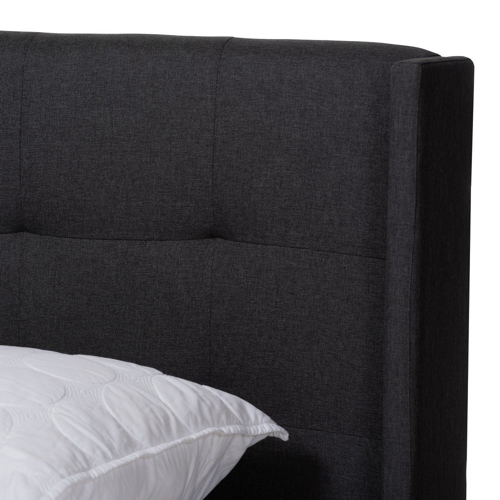 Baxton Studio - Lisette Queen Size Bed in Charcoal Grey - CF8031B-Charcoal-Queen view 4