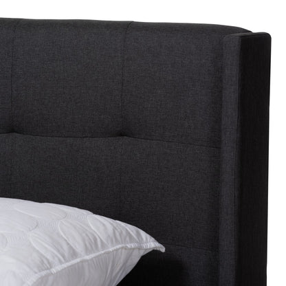 Baxton Studio - Lisette Queen Size Bed in Charcoal Grey - CF8031B-Charcoal-Queen view 4