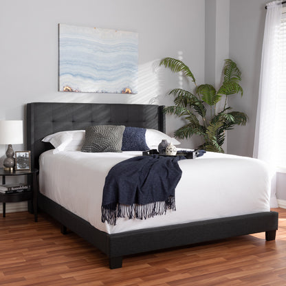 Baxton Studio - Lisette Queen Size Bed in Charcoal Grey - CF8031B-Charcoal-Queen view 6