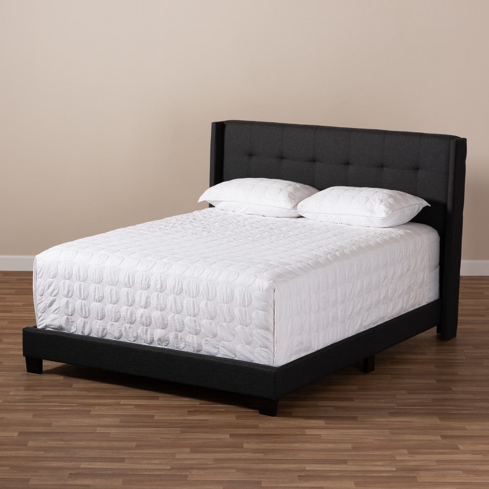 Baxton Studio - Lisette Queen Size Bed in Charcoal Grey - CF8031B-Charcoal-Queen view 7