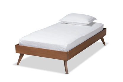 Baxton Studio - Lissette Twin Size Bed Frame in Ash Walnut - MG9704-Ash Walnut-Bed Frame-Twin view 1