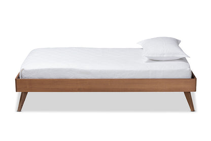 Baxton Studio - Lissette Twin Size Bed Frame in Ash Walnut - MG9704-Ash Walnut-Bed Frame-Twin view 2