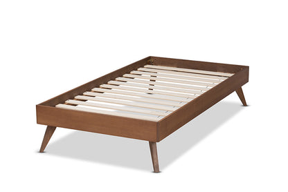 Baxton Studio - Lissette Twin Size Bed Frame in Ash Walnut - MG9704-Ash Walnut-Bed Frame-Twin view 3