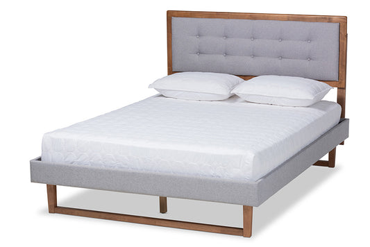 Baxton Studio - Livinia Full Size Bed - Livinia-Light Grey/Ash Walnut-Full view 1
