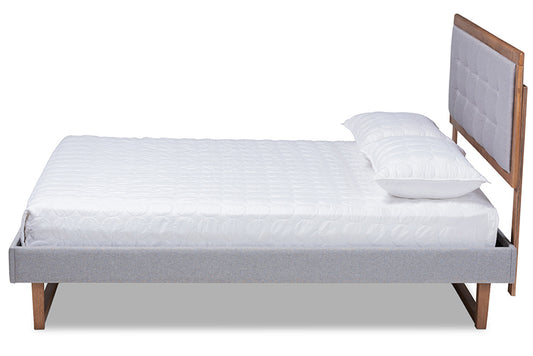Baxton Studio - Livinia Full Size Bed - Livinia-Light Grey/Ash Walnut-Full view 2