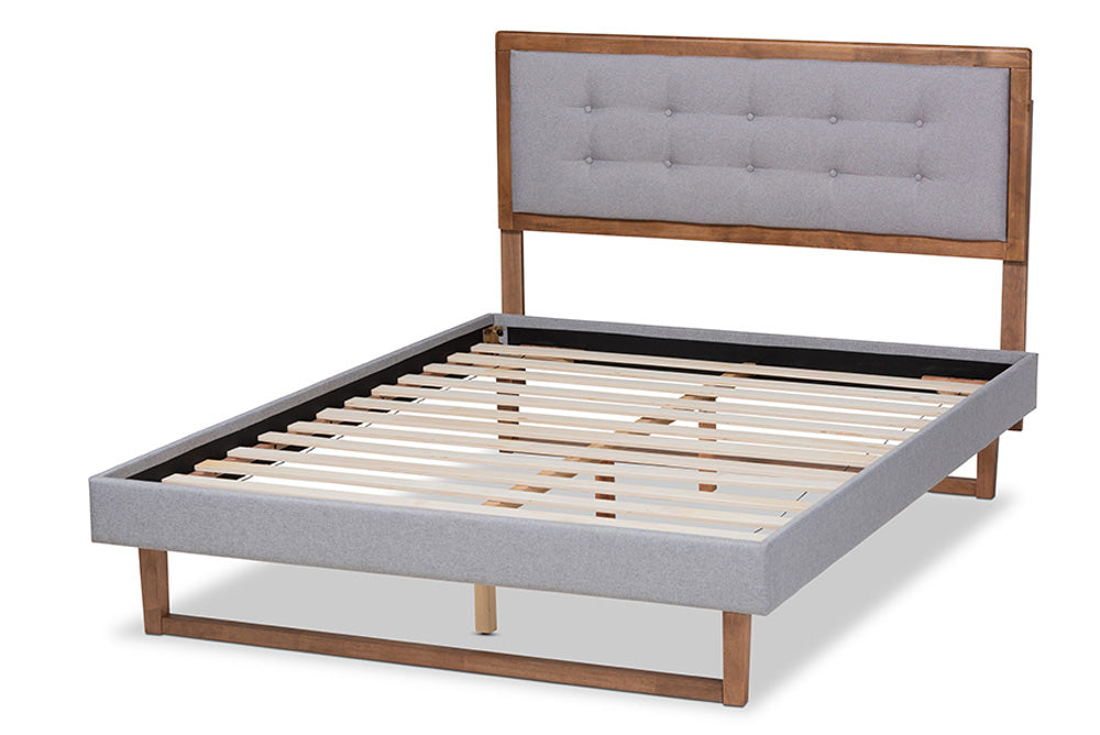 Baxton Studio - Livinia Full Size Bed - Livinia-Light Grey/Ash Walnut-Full view 3