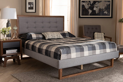Baxton Studio - Livinia Full Size Bed - Livinia-Light Grey/Ash Walnut-Full view 5