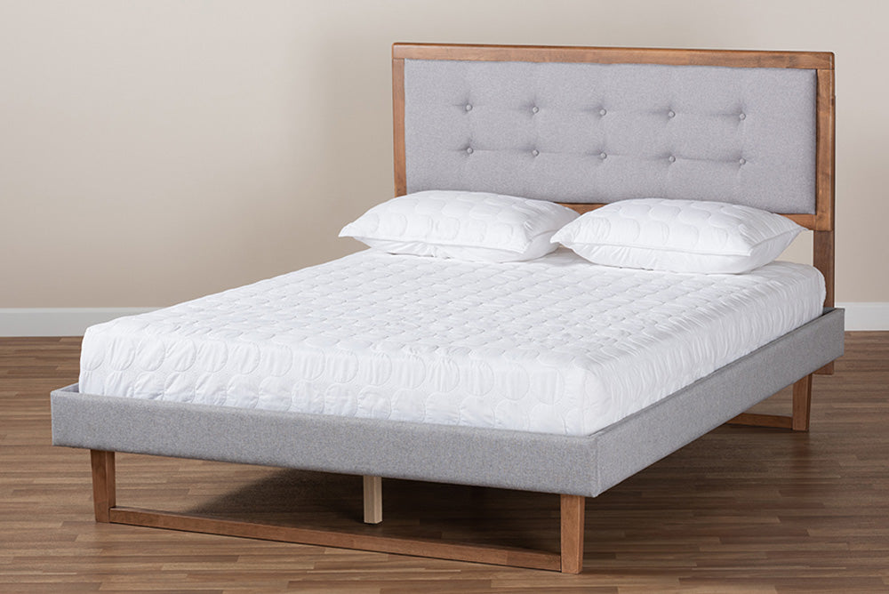 Baxton Studio - Livinia Full Size Bed - Livinia-Light Grey/Ash Walnut-Full view 7