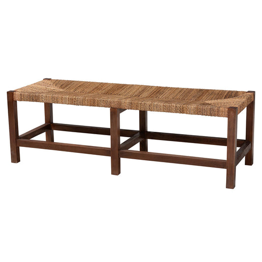 Baxton Studio - Liza Bench in Natural Seagrass/Light Brown - LIZZA-Wooden-Bench view 1