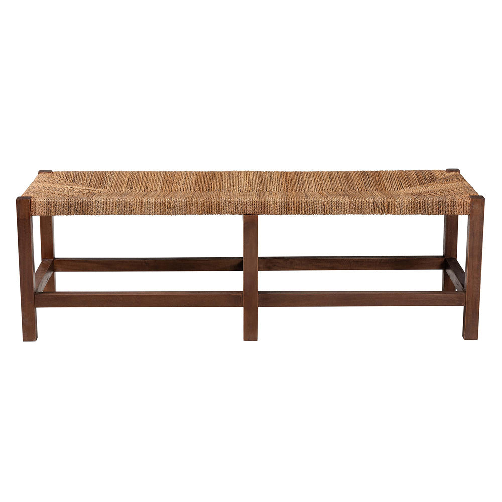 Baxton Studio - Liza Bench in Natural Seagrass/Light Brown - LIZZA-Wooden-Bench view 2