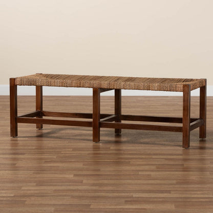 Baxton Studio - Liza Bench in Natural Seagrass/Light Brown - LIZZA-Wooden-Bench view 7