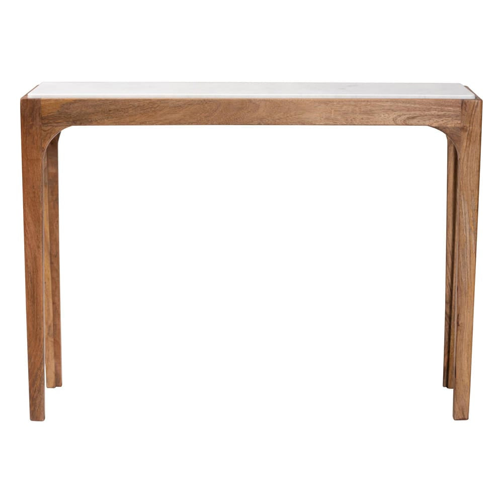 Baxton Studio - Lluvia Console Table in Marble White/Walnut Brown - FUR6894-Natural Marble Top-Console Table view 2