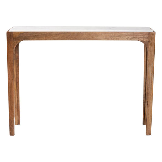 Baxton Studio - Lluvia Console Table in Marble White/Walnut Brown - FUR6894-Natural Marble Top-Console Table view 2