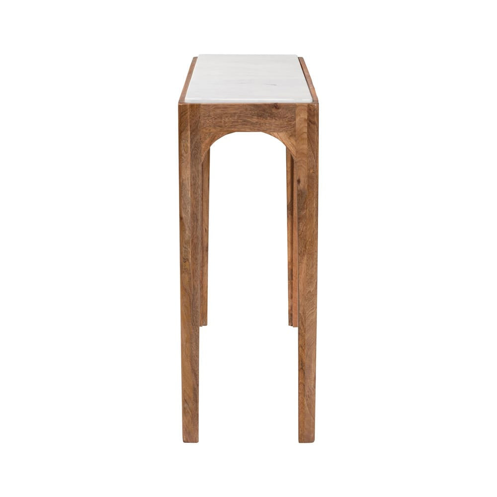 Baxton Studio - Lluvia Console Table in Marble White/Walnut Brown - FUR6894-Natural Marble Top-Console Table view 3