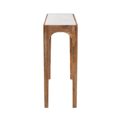 Baxton Studio - Lluvia Console Table in Marble White/Walnut Brown - FUR6894-Natural Marble Top-Console Table view 3