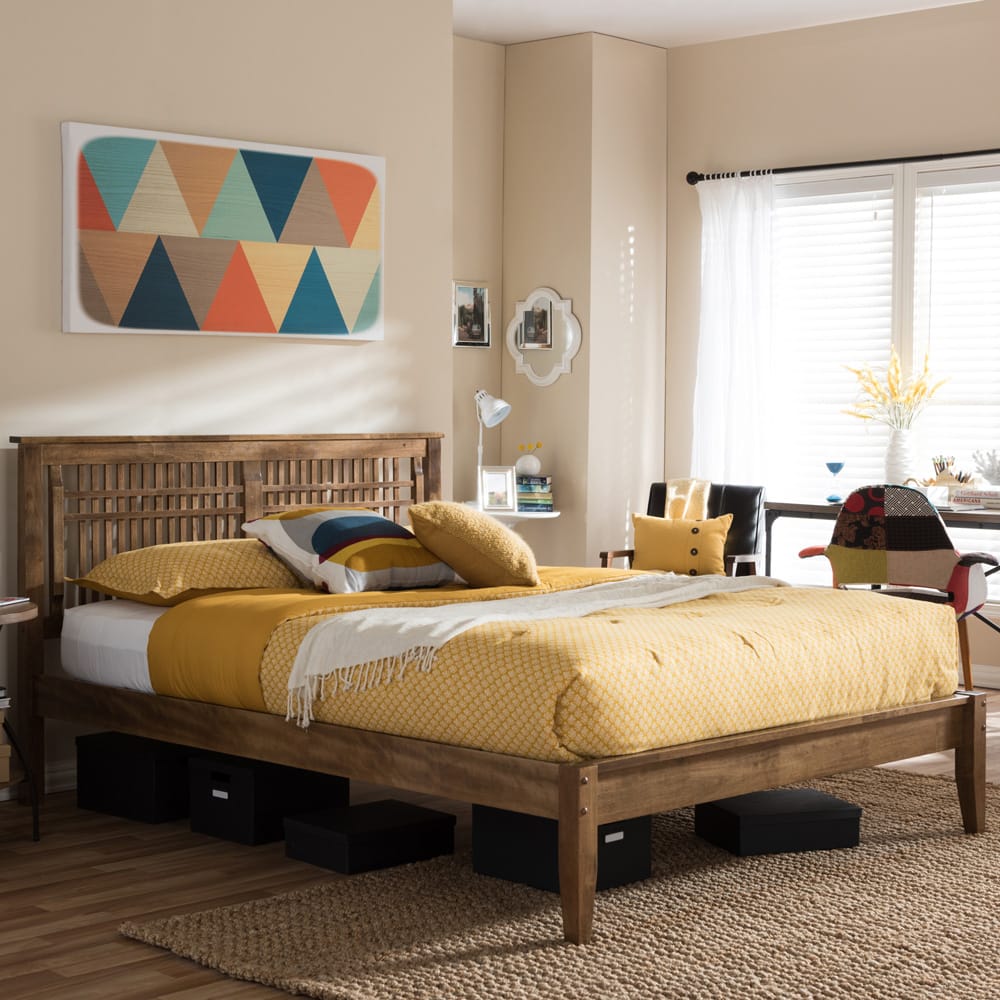 Baxton Studio - Loafey Full Size Bed in "Walnut" Brown - SW8028-Walnut-M17-Full view 5