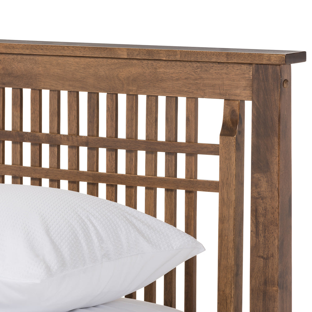 Baxton Studio - Loafey Queen Size Bed in "Walnut" Brown - SW8028-Walnut-M17-Queen view 3