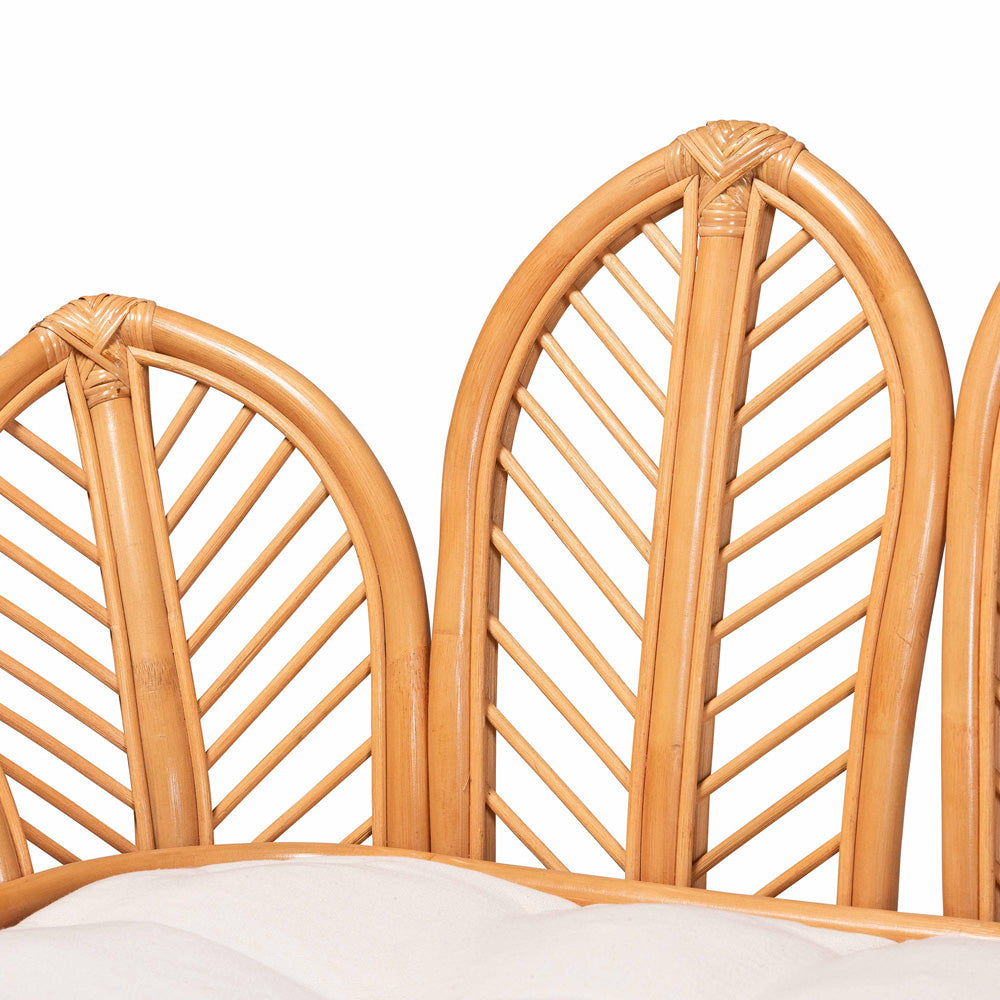 Baxton Studio - Loften Daybed in Light Honey - Leaves-Natural Rattan-Daybed with Cushion view 5