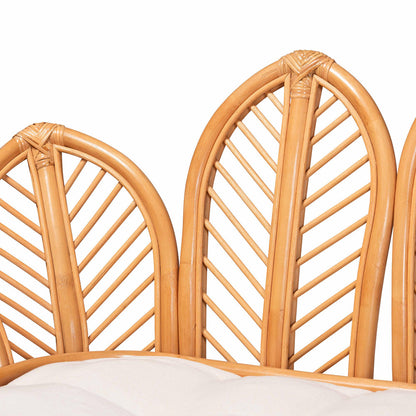 Baxton Studio - Loften Daybed in Light Honey - Leaves-Natural Rattan-Daybed with Cushion view 5
