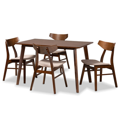 Baxton Studio - Lois Dining Set in Light Beige/Walnut Brown - Danica/Fiesta-Latte/Walnut-5PC Dining Set view 1