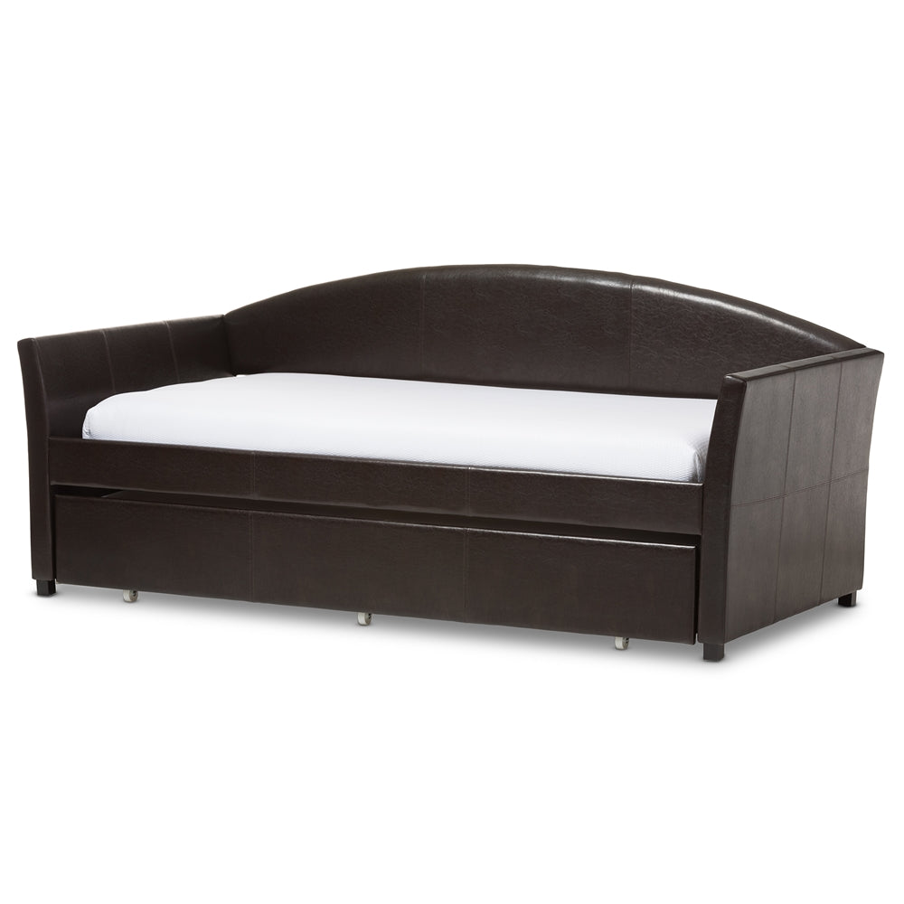 Baxton Studio - London Daybed in Brown - London-Brown-Daybed view 1