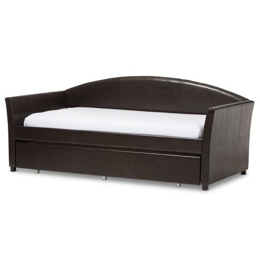 Baxton Studio - London Daybed in Brown - London-Brown-Daybed view 1