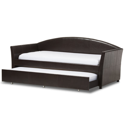 Baxton Studio - London Daybed in Brown - London-Brown-Daybed view 2