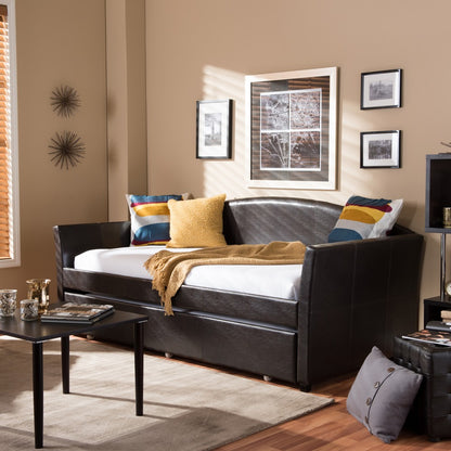 Baxton Studio - London Daybed in Brown - London-Brown-Daybed view 4