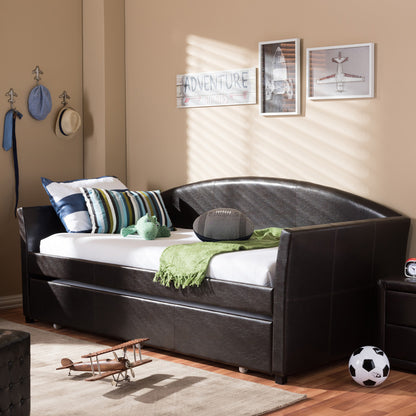 Baxton Studio - London Daybed in Brown - London-Brown-Daybed view 6
