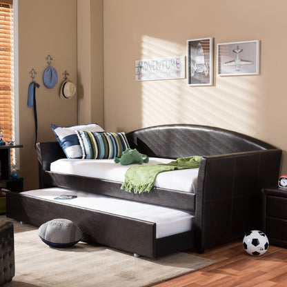 Baxton Studio - London Daybed in Brown - London-Brown-Daybed view 7
